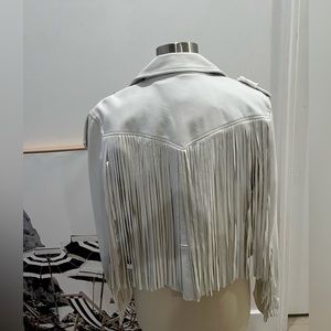 White faux leather tassel jacket